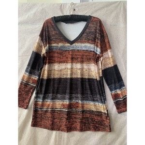 LILY BY FIRMIANA Womens Multicolor Tunic Blouse Long Sleeve Size S (1220)